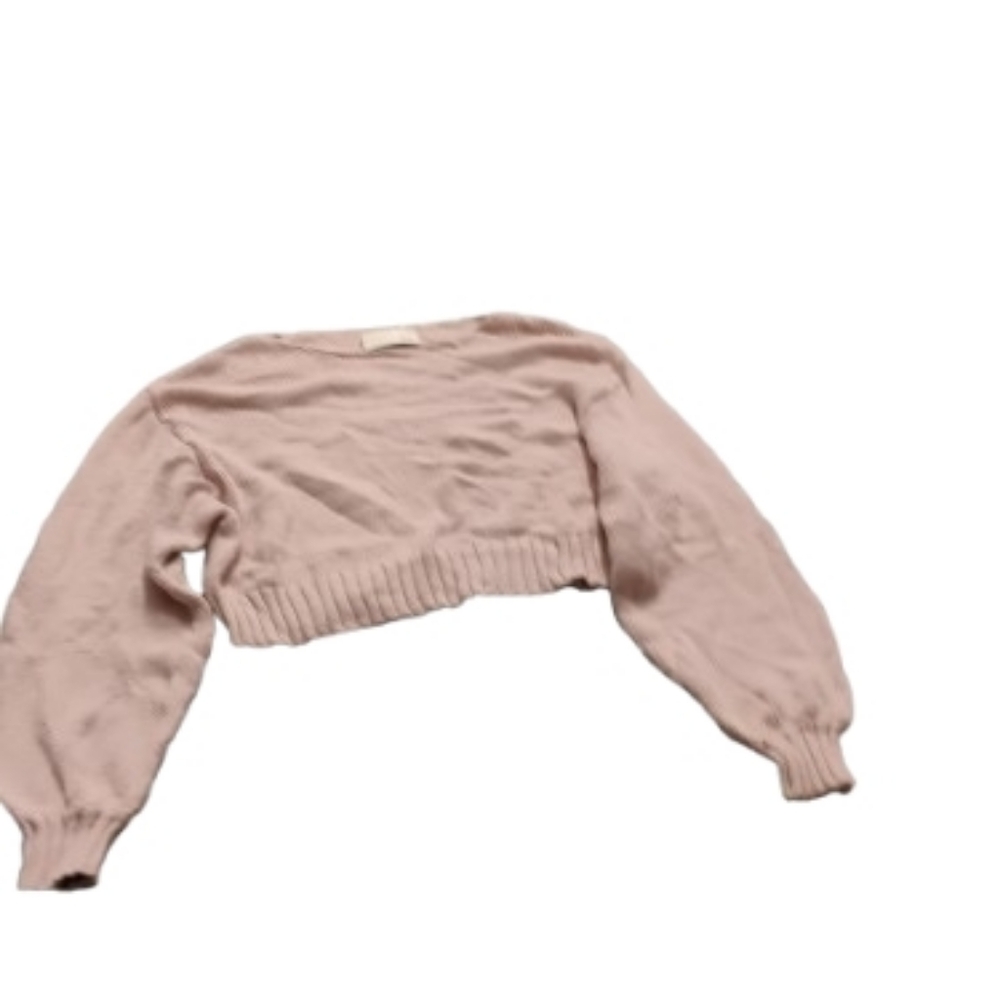 Aritzia Wilfred Free Pastel Pink Crewneck Puff Sleeve Sweater Sz 1 XS